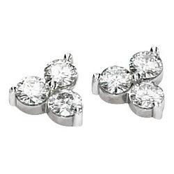14K White Gold Created Moissanite 3 Stone Earringswhite 