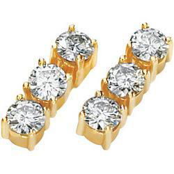 14K Yellow Gold Created Moissanite 3 Stone Earringsyellow 