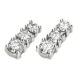 14K White Gold Created Moissanite 3 Stone Earringswhite 
