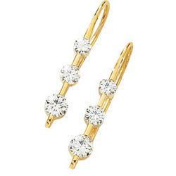 14K Yellow Gold Created Moissanite 3 Stone Earringsyellow 