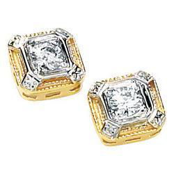 14K Two Tone Gold Created Moissanite Earringstwo 