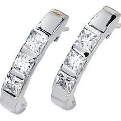 14K Yellow Gold Created Moissanite 3 Stone Earringsyellow 