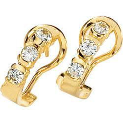 14K Yellow Gold Created Moissanite 3 Stone Earringsyellow 