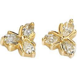 14K Yellow Gold Created Moissanite 3 Stone Earringsyellow 