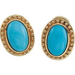 14K Yellow Gold Cab Turquoise Earringsyellow 