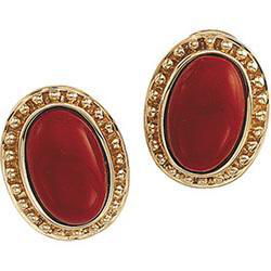 14K Yellow Gold Red Jade Earringsyellow 