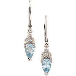 14K White Gold Aquamarine & Diamond Earringswhite 