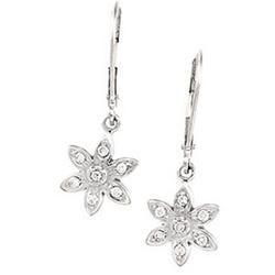 14K White Gold Diamond Leverback Earringswhite 