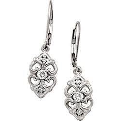 14K White Gold Diamond Leverback Earringswhite 