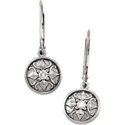 14K White Gold Diamond Leverback Earringswhite 