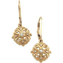 14K Yellow Gold Diamond Leverback Earringsyellow 
