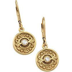 14K Yellow Gold Diamond Leverback Earringsyellow 