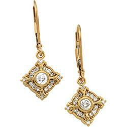 14K Yellow Gold Diamond Leverback Earringsyellow 