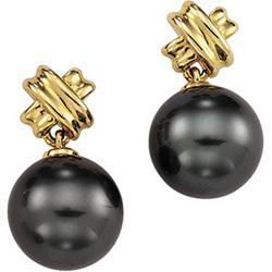 14K Yellow Gold Tahitian Pearl Earringsyellow 
