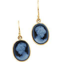 14K Yellow Gold Agate Cameo Earringsyellow 