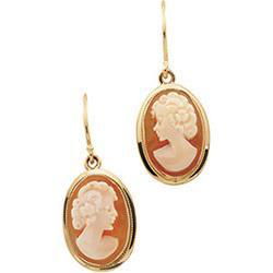 14K Yellow Gold Cornelian Shell Cameo Earringsyellow 