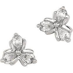 14K White Gold Three 3 Stone Cubic Zirconia Earringswhite 