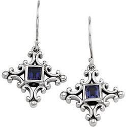 14K White Gold Iolite Earringswhite 