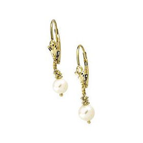 14K Yellow Gold Lever Back Earrings With White Pearlyellow 