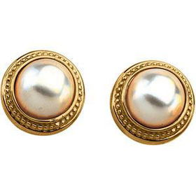 14K Yellow Gold Mabe Cultured Pearl Earringsyellow 