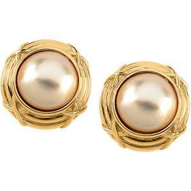 14K Yellow Gold Mabe Cultured Pearl Earringsyellow 