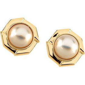 14K Yellow Gold Mabe Cultured Pearl Earringsyellow 