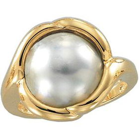 14K Yellow Gold Mabe Cultured Pearl Ringyellow 