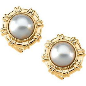 14K Yellow Gold Mabe Pearl Earringsyellow 