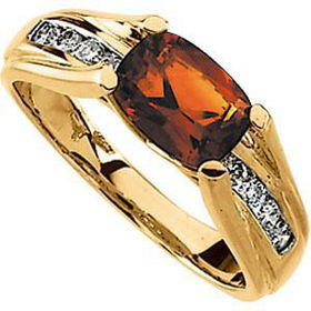 14K Yellow Gold Madeira Citrine & Diamond Ringyellow 