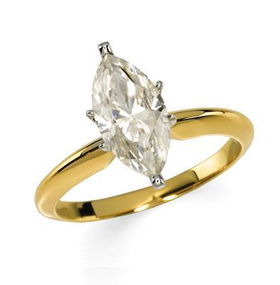 14K Yellow Gold Marquise Cut Created Moissanite Solitaire Ringyellow 