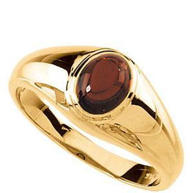 14K Yellow Gold Men's Cabochon Mozambique Garnet Ringyellow 