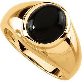 14K Yellow Gold Men's Cabochon Onyx Ringyellow 