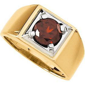 14K Yellow Gold Men's Mozambique Garnet Ringyellow 