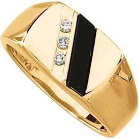 14K Yellow Gold Men's Onyx & Diamond Ringyellow 