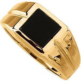 14K Yellow Gold Men's Onyx Ringyellow 