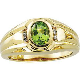 14K Yellow Gold Men's Peridot Ringyellow 