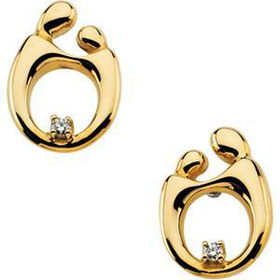 14K Yellow Gold Mother & Child Diamond Post Earringsyellow 