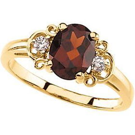 14K Yellow Gold Mozambique Garnet & Diamond Ringyellow 