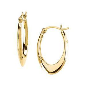 14K Yellow Gold Oval Hoop Earringsyellow 