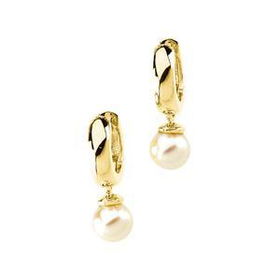 14K Yellow Gold Pearl Hinged Earringsyellow 