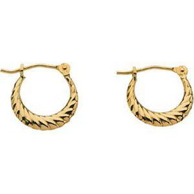 14K Yellow Gold Ribbed Click Earringsyellow 