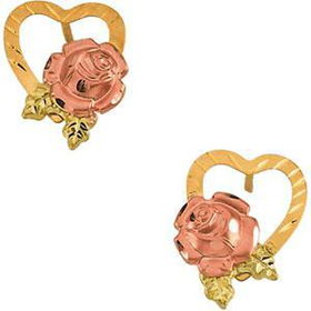 14K Yellow Gold Rose Teen Heart Earringsyellow 