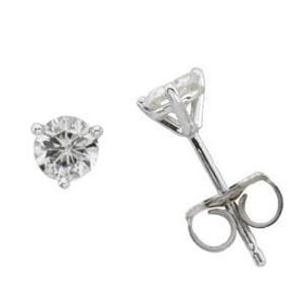 14K Yellow Gold Round Created Moissanite 3 Prong Earrings - 2.00 ctwyellow 