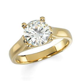 14K Yellow Gold Round Created Moissanite Engagement Ring - 1.50 ctwyellow 