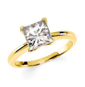 14K Yellow Gold Square Created Moissanite Solitaire Ring - 1.25 ctwyellow 