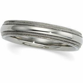 Titanium Double Milgrain Inside Round Band Ring - Size 5titanium 