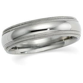 Titanium Double Milgrain Inside Round Band Ring - Size 6.5titanium 