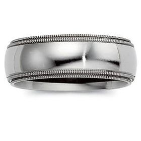 Titanium Double Milgrain Inside Round Band Ring - Size 7.5titanium 