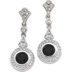 14K White Gold Onyx & Diamond Earringswhite 