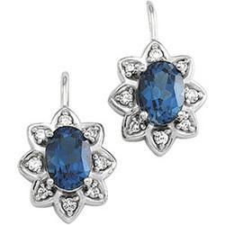 14K White Gold Topaz & Diamond Earringswhite 